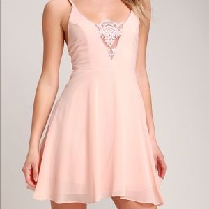 Lulus blush pink lace skater dress